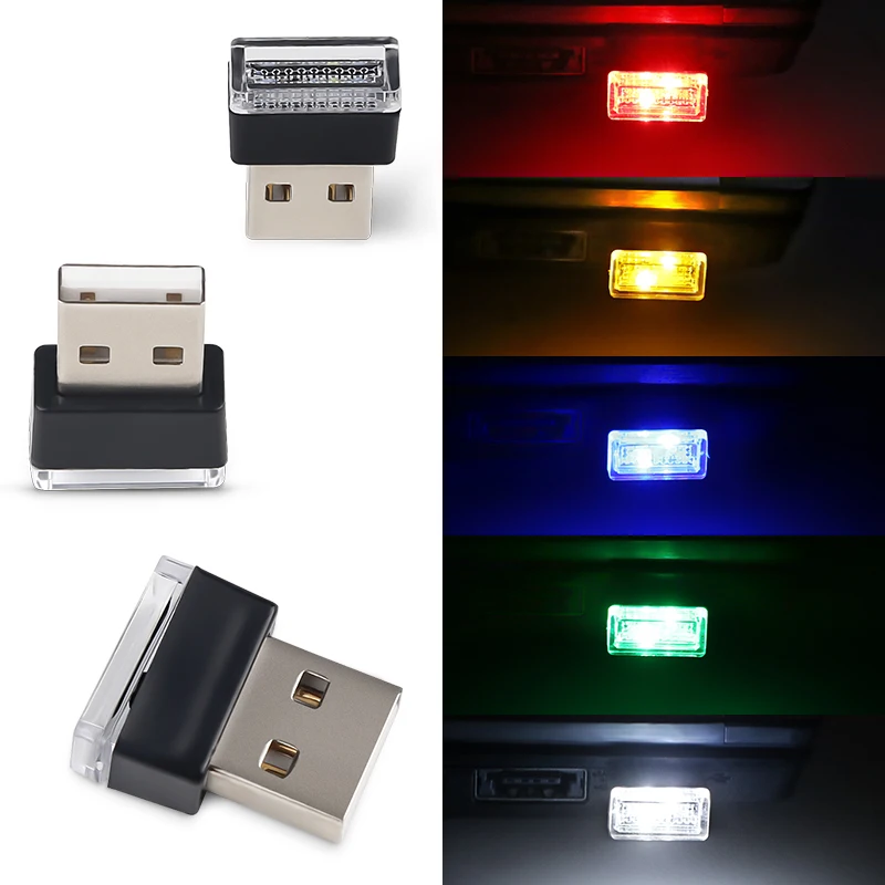 

2 PC LED Decorative Light USB Car Atmosphere Light Car Cigarette Lighter Atmosphere Light USB Light Emergency Lighting Auto Part