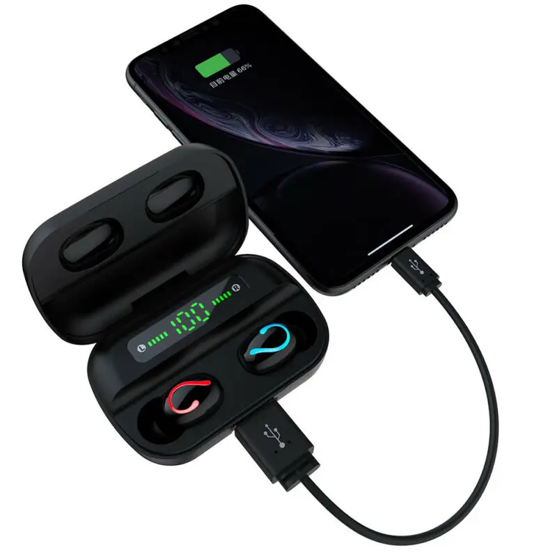 Q82 TWS With Mic Wireless Digital Display Headsets Bluetooth Earphone Power Bank Stereo Sport Gaming Earphone