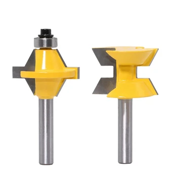 

EASY-2Pcs 120 Degree Matched 8Mm Shank Tongue And Groove Router Bit Set Woodworking Groove Chisel Cutter Tool