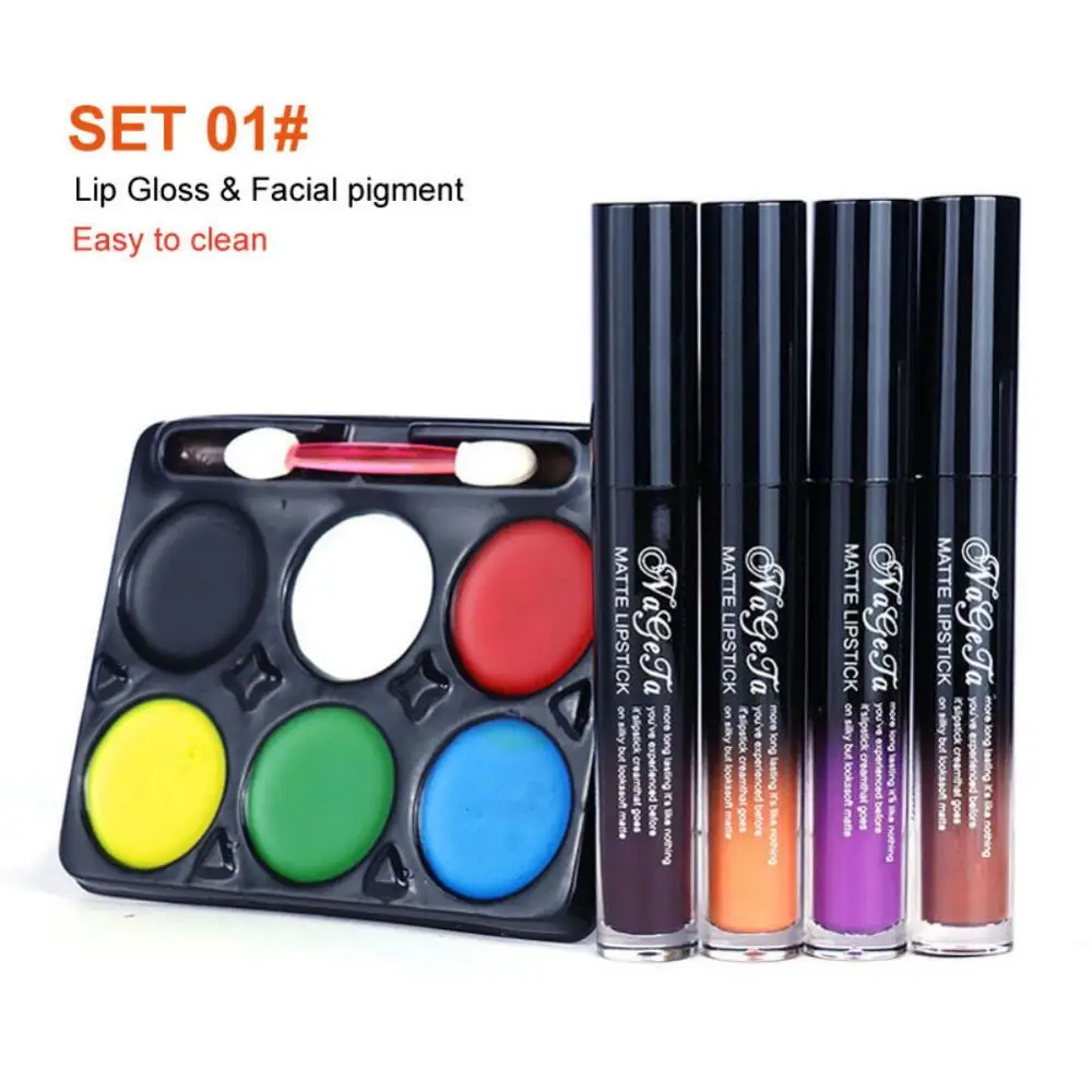 Набор для макияжа на Хэллоуин краска лица матовый блеск губ долговечная