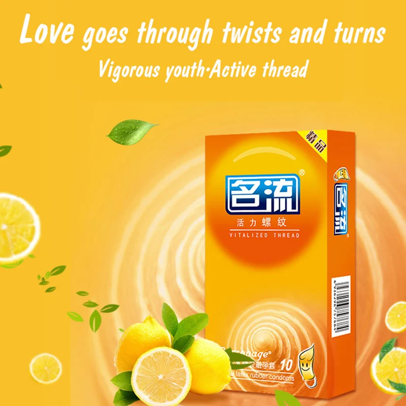 Mingliu 10pcs Vitalized Threads Condoms Strong Stimulation Lemon Flavor Condom G Spot Condom Ultra Thin Penis Sleeve For Sex Condoms Aliexpress