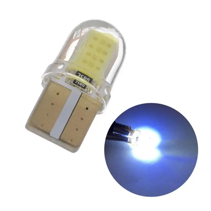 1 шт. силиконовая Светодиодная лампа T10 COB W5W 168 194 с клиновидным цоколем|Сигнальная