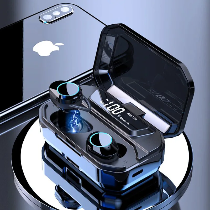 G02 TWS Bluetooth 5.0 Stereo Earphone Wireless Earphones IPX7 Waterproof Earphones 3300mAh LED Smart Power Bank Phone Holder G02 TWS Bluetooth 5.0 Stereo Earphone Wireless Earphones IPX7 Waterproof Earphones 3300mAh LED Smart Power Bank Phone Holder