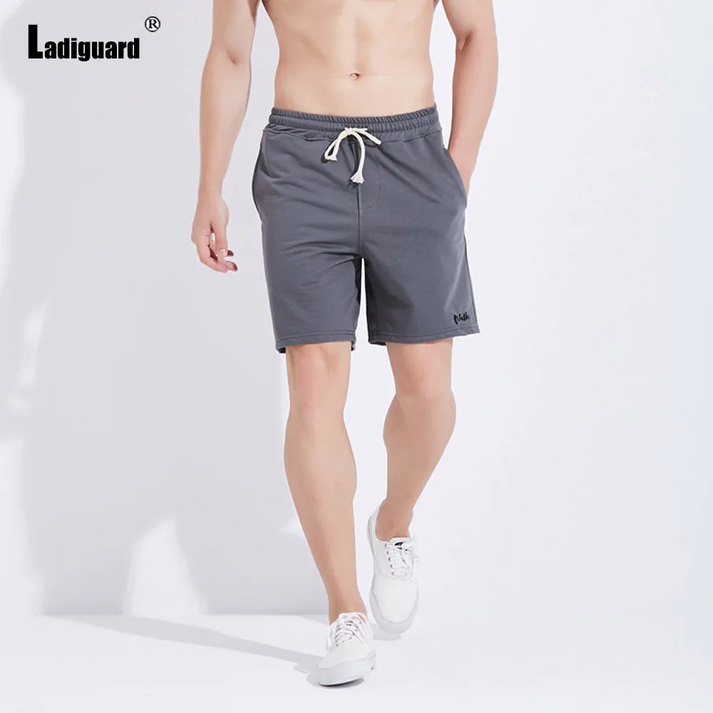 Ladiguard Men Fashion Leisure Shorts Casual Drawstring Short Pants Male Summer Beachwear Solid Half Pant Sexy Mens Clothing 2021 mens casual shorts