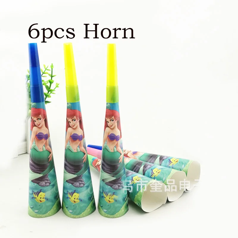 6pcs horn Русалки вечерние принадлежности скатерть Рыбная коробка украшения baby shower вечерние поставки события и вечерние поставки чашки соломы конфеты - Цвет: 6pcs horn