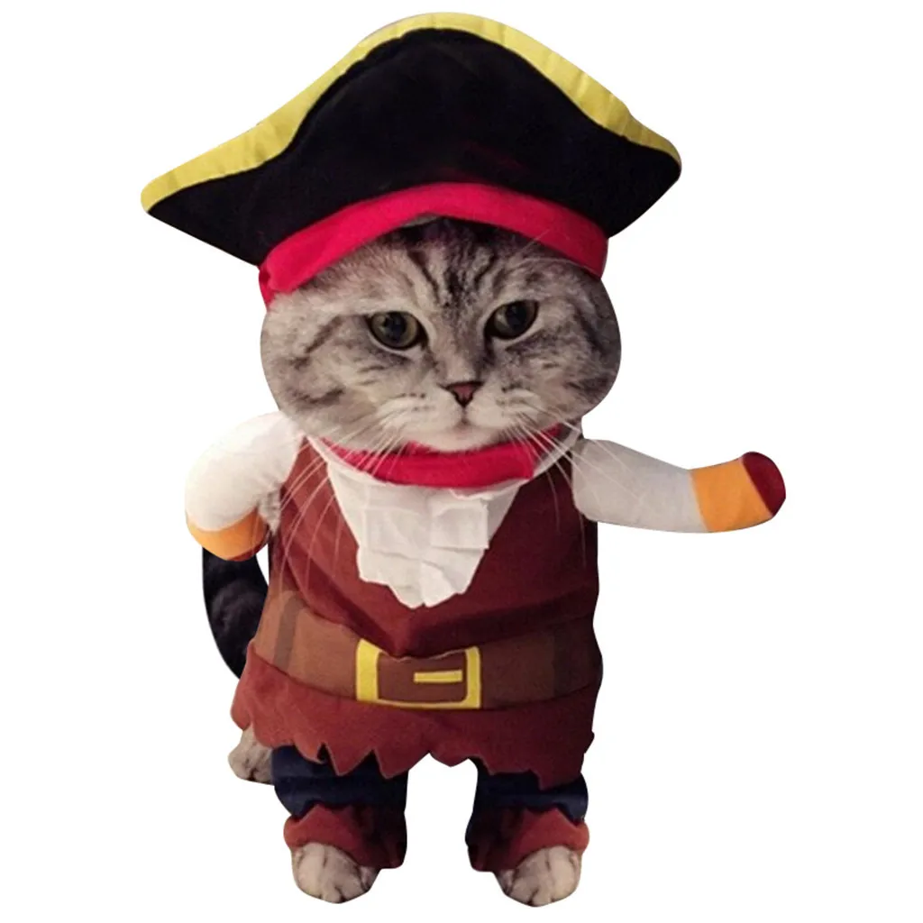 Забавная одежда с котом пиратский костюм одежда с котом корсаиром одежда на Хэллоуин наряды с котом вечерние костюмы косплей одежда с котом Z919