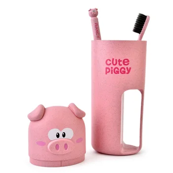 

Cartoon storage toilet cup set cute pig with toothbrush box accessories