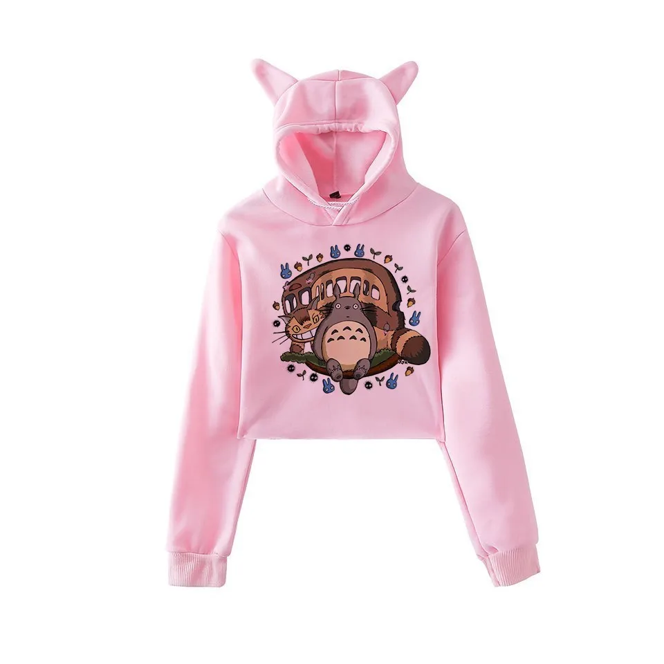 

New Spring Totoro Hoodie Kawaii Women Cute Totoro Print Hoodies Women Harajuku Long Sleeve Hooded Printting Sweatshirts Tops