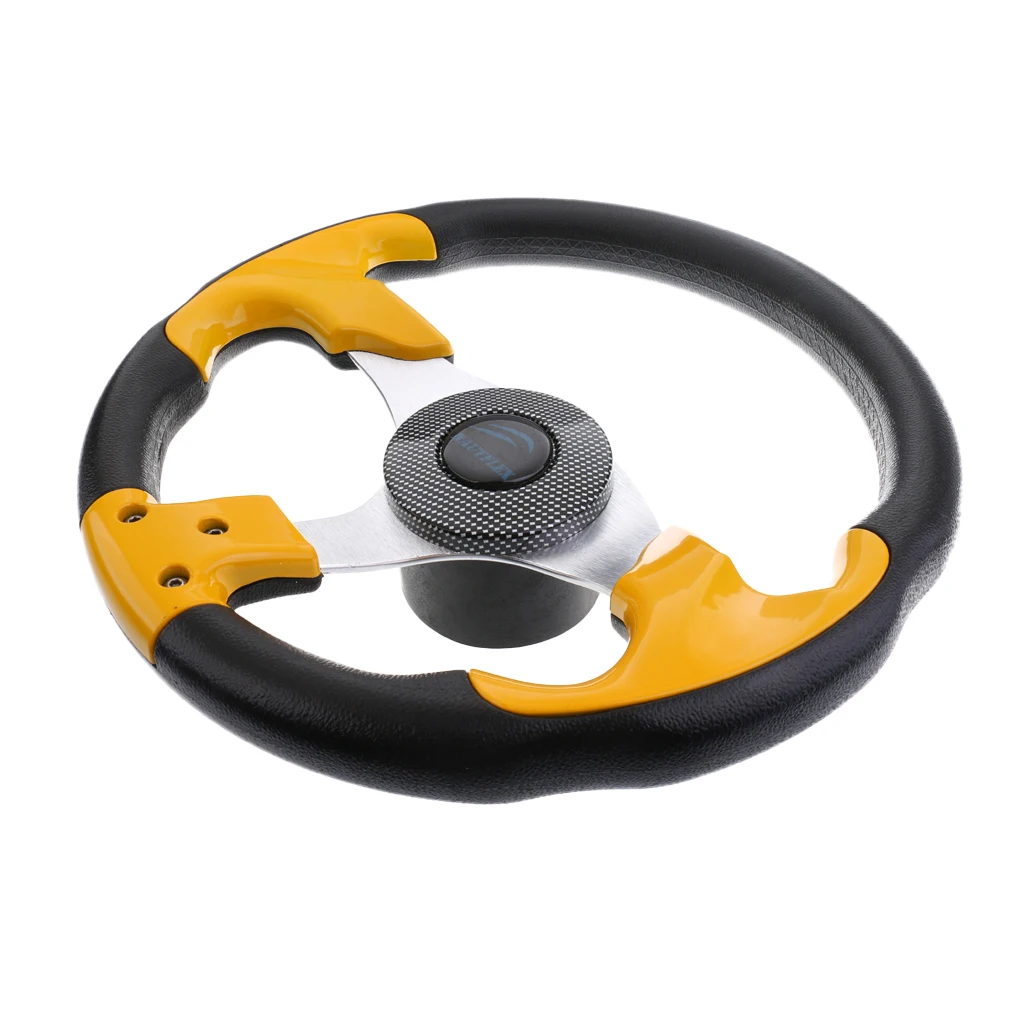 Replacement 315mm 3/4 inch 3 Spoke Aluminum Alloy Boat Steering Wheel & Soft Foam Grip for Marine Yacht Speedboat Cruiser