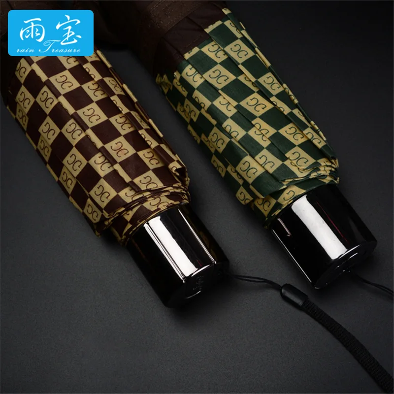 

Yu Bao Ten Bone Men Business Ultra Large Plaid Umbrella Folding Umbrella Three-fold Umbrella Customizable Manufacturers Wholesal