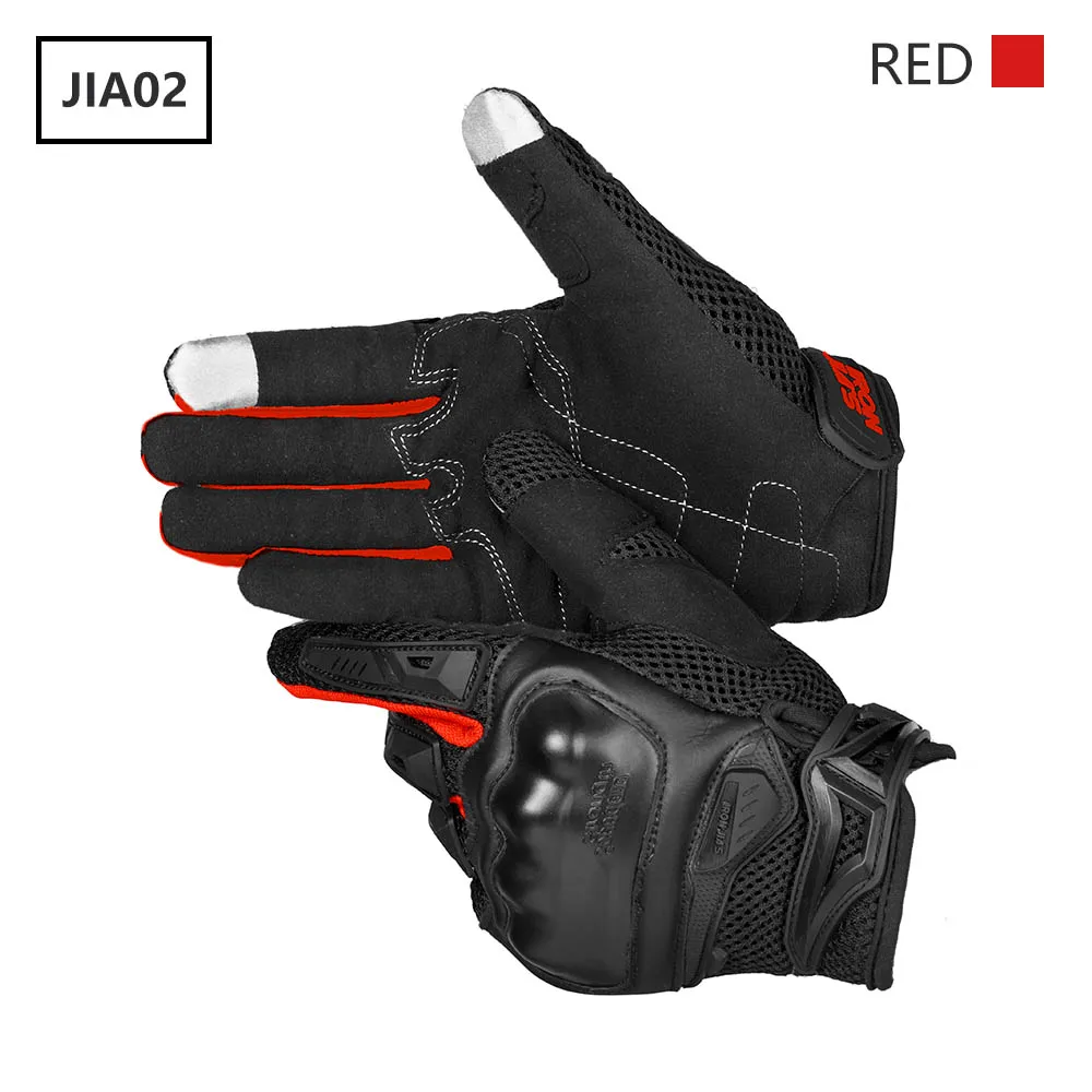 Перчатки для мотоцикла с сенсорным экраном из углеродного волокна, защитное снаряжение для мотогонок, мотокросса, мотоциклистов# JIA02 - Цвет: Red