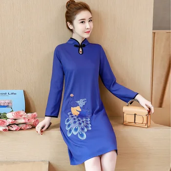 

Phoenix Embroidery Improved Cheongsam Chinese Style Dress Modern Cheongsam Women Qipao Short Cheongsam Dress 2020 Spring