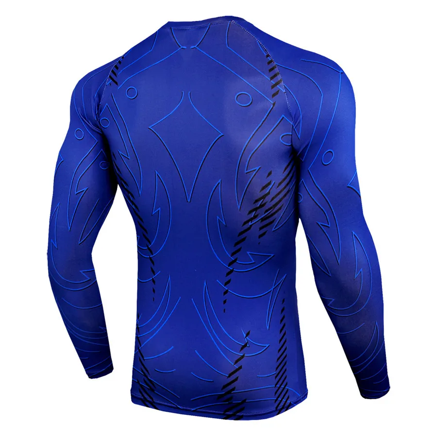 3D печатная Мужская компрессионная футболка рубашка для пробежек длинная плотная Рашгард Спортивная футболка для спортзала Мужская футболка одежда для велоспорта