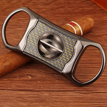 

LUBINSKI Cigar V Cutter Sharp Stainless Steel Double Blades Guillotine V-Cut Cigar Cutter Gift Box Portable Smoking Accessories