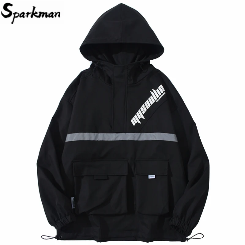 Куртка с капюшоном в стиле хип-хоп Мужская ветровка уличная одежда Харадзюку