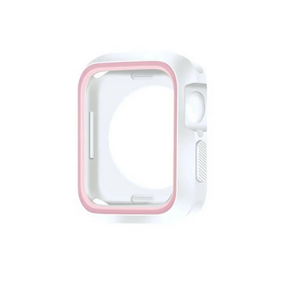white pink Двухцветная силикагелевая оболочка для Apple, часы четвёртого поколения, мягкий ремешок для часов, замена 40 мм, 44 мм - Цвет: white pink