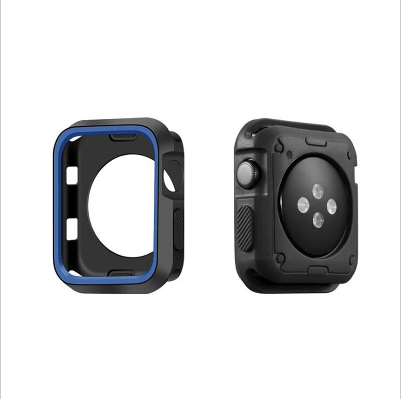 10 шт./компл. Мягкий ТПУ Защитный чехол для Apple Watch, версии 44 мм 40 мм, 38 мм, 42 мм, Крышка корпуса для Apple iwatch чехол Series5/4/3/2/1 - Цвет: black-blue