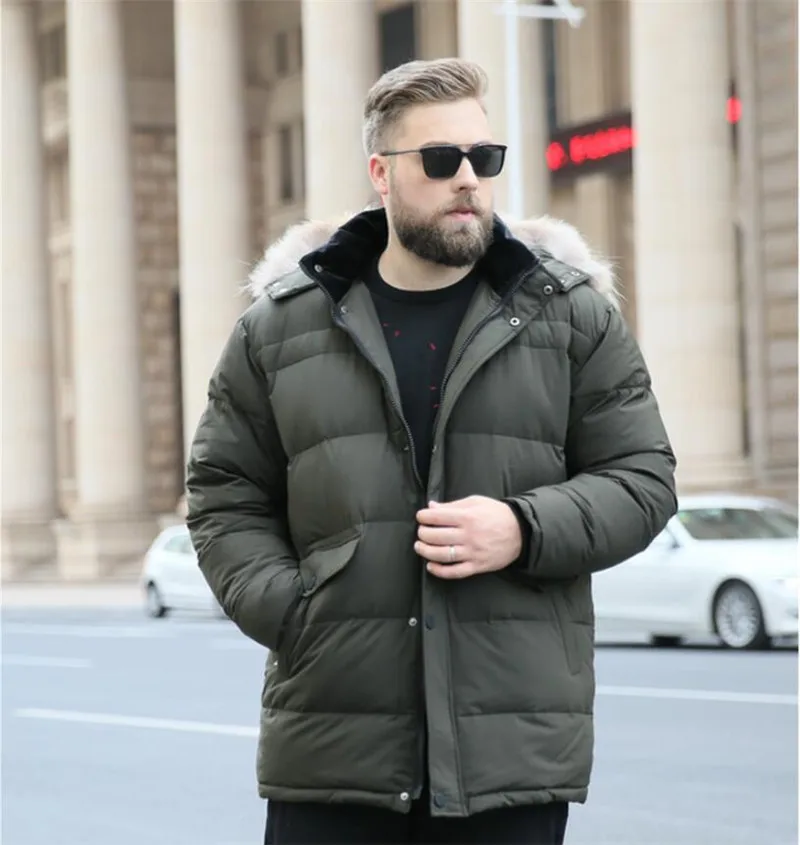 2019 Мужская Толстая куртка большого размера с капюшоном с коротким меховым воротником, хлопковое пальто, осенне-зимняя мужская куртка с