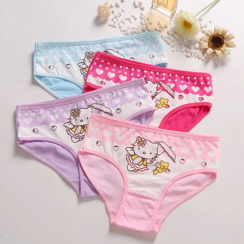 4 Pack Cartoon Girls' Cotton Underwear - Soft and Comfortable Kids' Briefs, Cute and Lovely Children Panties image 4