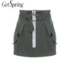 Getвесна, Женская юбка, нестандартная, высокая талия, хлопок, юбки для женщин, s, Ретро стиль, подходит ко всему, короткие юбки,, новая мода, женская одежда