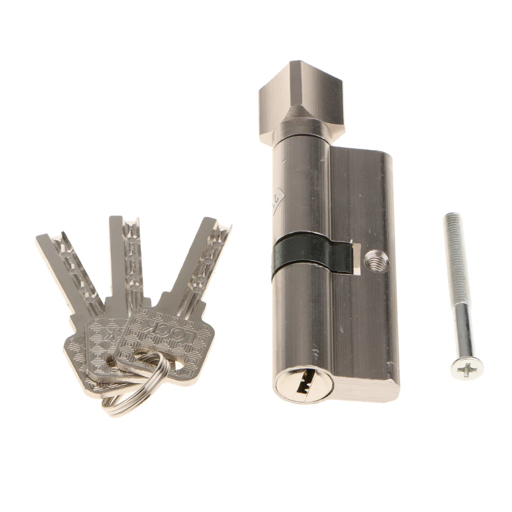 90mm Cylinder Lock With Thumb Turn Aluminum Body Brushed Finish Lock Core Euro Profile Cylinder