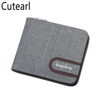

Men's Fashion Short Wallets Zipper canvas Card Holder portmoney slim port money billeteras para hombre cuero carteira masculina