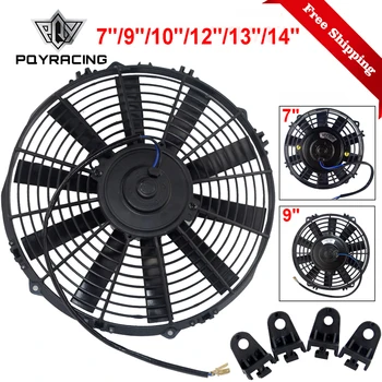 

Free Shipping 7 9 10 12 13 14 Inch Universal 12V 80W Slim Reversible Black Blade Electric Cooling Radiator Auto Fan Mounting Kit
