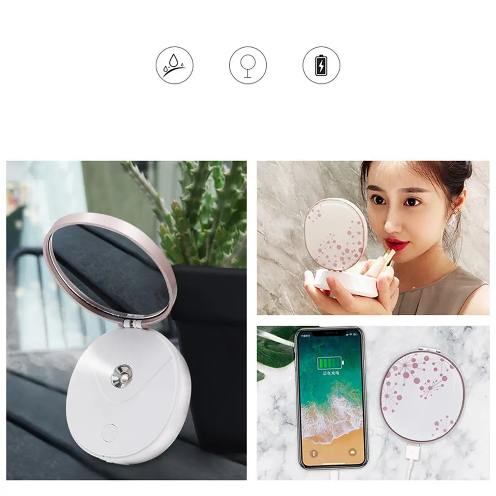 Mirror Humidifier USB Rechargable Portable Water Meter Charging Mini Steamed Face Humidifier Portable Size 4