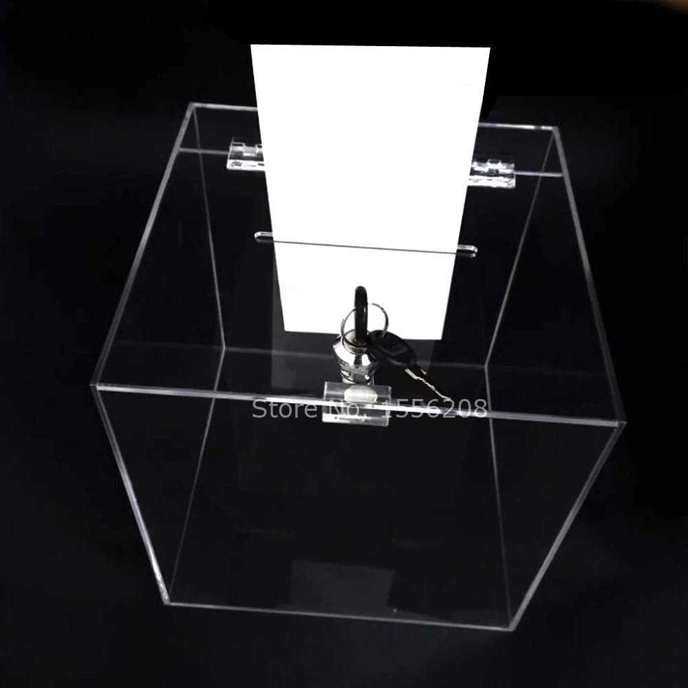 

Counter 23cm Square Acrylic Donation Collection Box Perspex Charity Fundraising Box With Keylock For Church non-profitable Group