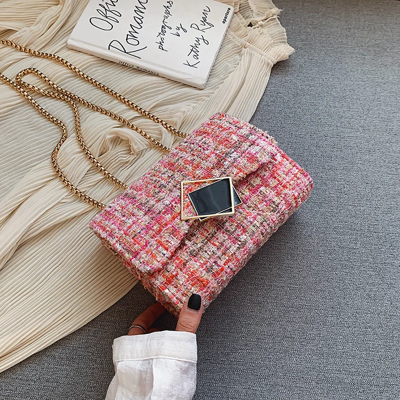 

INS Super Fire Woolen Cloth Bag WOMEN'S Bag New Style Fashion 2019 Popular Korean-style Versitile Fashion Chain Crossbody Bag