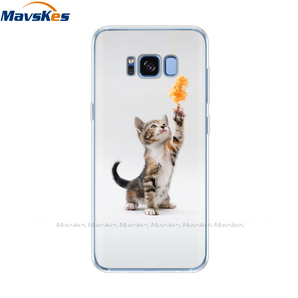 Soft TPU Case for Samsung Galaxy S8 Cute Flower Cat Phone Cover 360 Full Protective Coque for SamsungS8 GalaxyS8 Plus S8+ Funda samsung silicone case Cases For Samsung