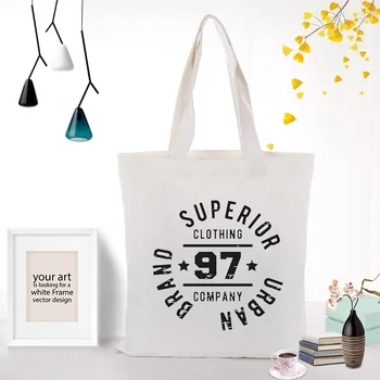 

Text type Handbag Canvas Shopping Bag Daily Use Text DIY Tote Bag Custom Print Logo Eco Ecologicas Reusable Recycle
