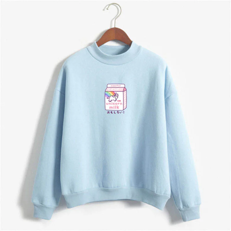 

2019 winter sweatshirt kawaii pattern Unicorn milk sweatshirt Unicorn hoody Unicorn sweatshirt Print heart-shaped print kawaii s