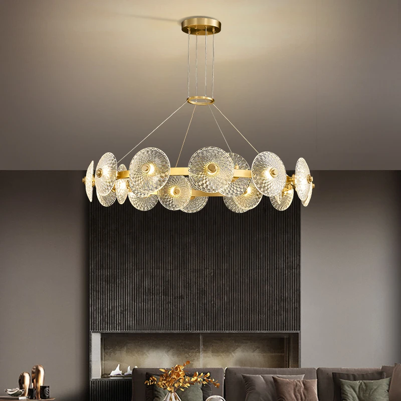 

Современная медная люстра ODYSEN в стиле арт-деко, креативная стеклянная люстра для гостиной, спальни, обеденного стола, круглый светильник золотого цвета