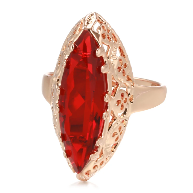 Kinel New Trend 585 Rose Gold Unique Women Rings Daily Hollow Rings Horse Eye Natural Zircon Fashion Wedding Party Jewelry Gift Wedding Rings Gold Rings