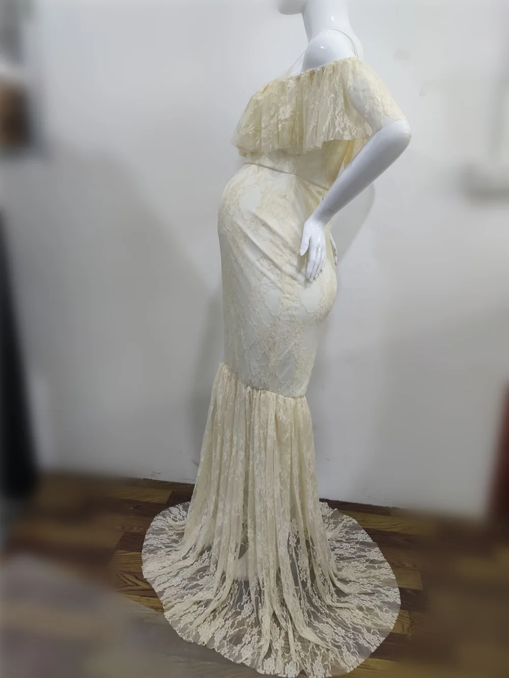 Lace Fancy Women Dress Maternity Photography Props Off Shoulder Pregnancy Dresses Ruffles Maternity Gown Clothes For Photo Shoot (19)