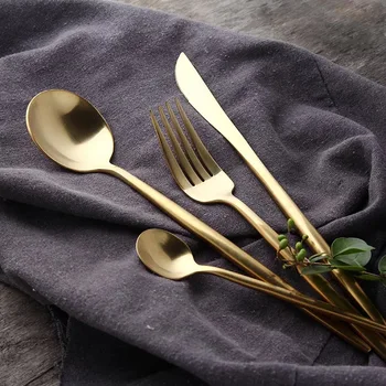 

304 Stainless Steel Dinner Set Cutlery Luxury Knife Fork Spoon Dessert Dinnerware Western Food Silverware Kitchen Tableware