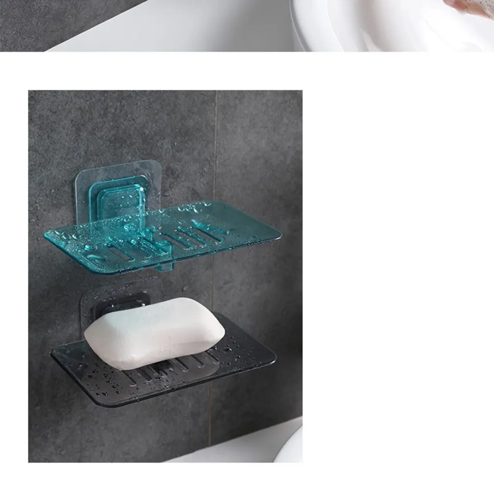 Creative Free Punch Paste Crystal Soap Box Bathroom Suction Wall Soap Rack Drain Soap Box Bathroom Soap Box