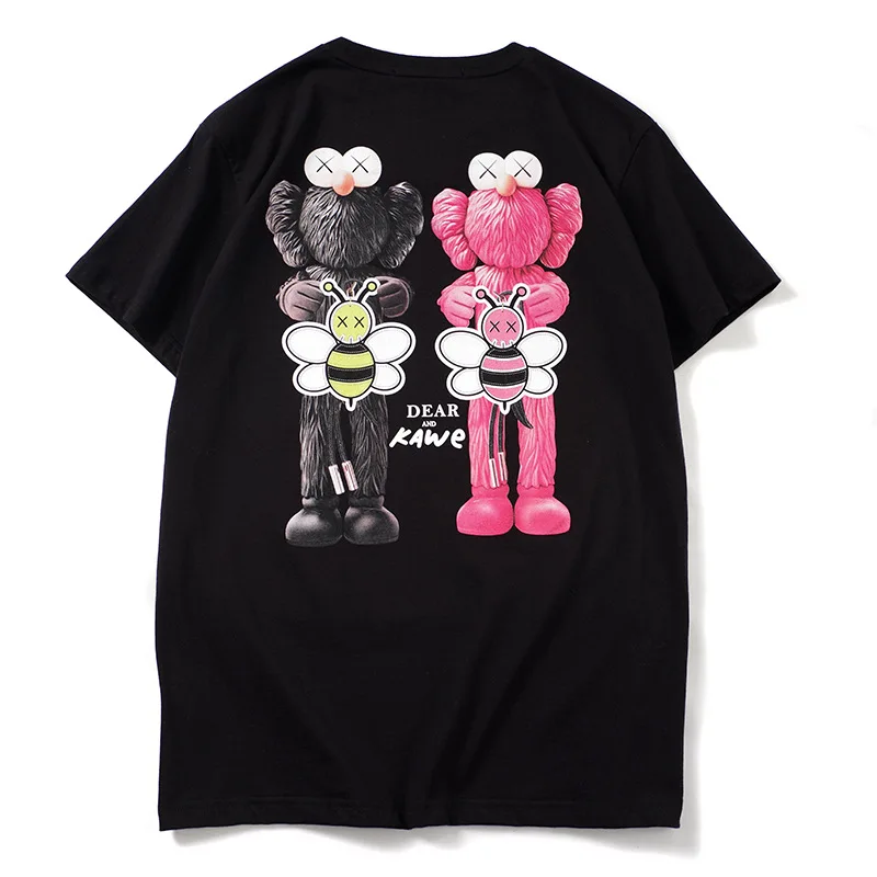 

2019 New Short Sleeve Tee Shirt Bee Printed Womens T Shirts Pure Cotton Brand O Neck Loose Summer Top Casual Streetwear Femme