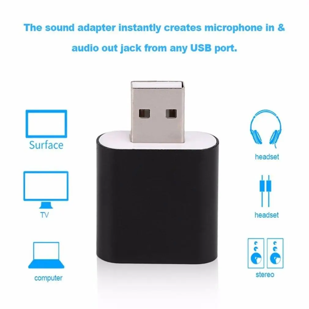 Алюминиевый USB 2,0 внешний Виртуальный 7,1 канал 3D Звуковая карта аудио адаптер LN