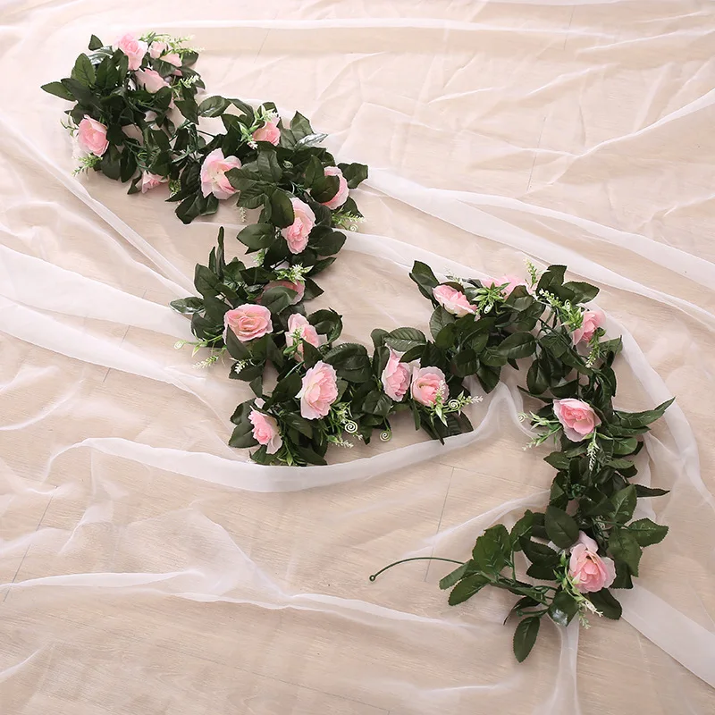 Silk Artificial Rose Vine Hanging Flowers for Wall Valentine