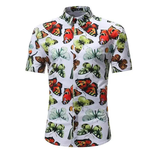 Men Shirt Summer Style Palm Tree Print Beach Hawaiian Shirt Men Casual Short Sleeve Hawaii Shirt Chemise Homme Asian Size 3XL - Цвет: s114