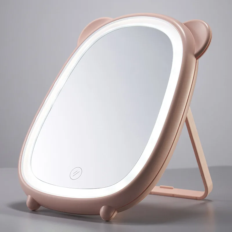 Светодиодный светильник для макияжа с сенсорным экраном USB портативный складной косметический светильник ed MIrrors компактный косметический светильник s настольная зеркальная лампа - Цвет: Pink cartoon