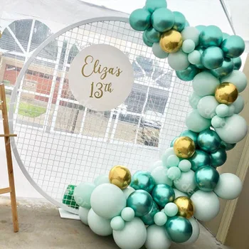 

Balloons Garland Kit DIY Macaron Tiffany Blue Green Metal Chrome Globals Balloon Garland Wedding Engagement 21 Birthday Decor