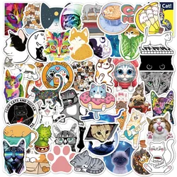 Lot de 10/30/50 autocollants Kawaii en forme de chat, Animal mignon, Graffiti, dessin animé, jouet pour enfant, ordinateur portable, téléphone, vélo, Scrapbook, journal, bagages 