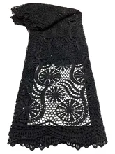 

Ulifelace Plain Black Sequins Guipure Cord Lace High Quality Nigeria Water Soluble Couple Skin Fabric For Sewing Dresses W938