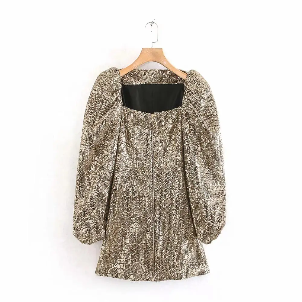 Увядший английский квадратный воротник винтажный буф рукав sequines платье для женщин vestidos de fiesta de noche vestidos Вечернее платье для женщин