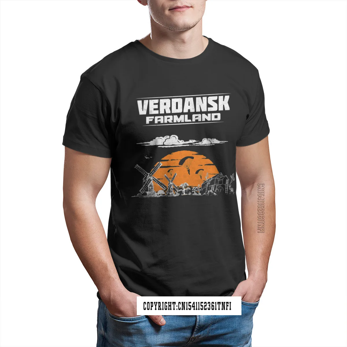 

Verdansk Farmland Classic COD Black Ops Cold War Black TShirt Homme T Shirt Graphic Tees 100% Cotton Punk Men