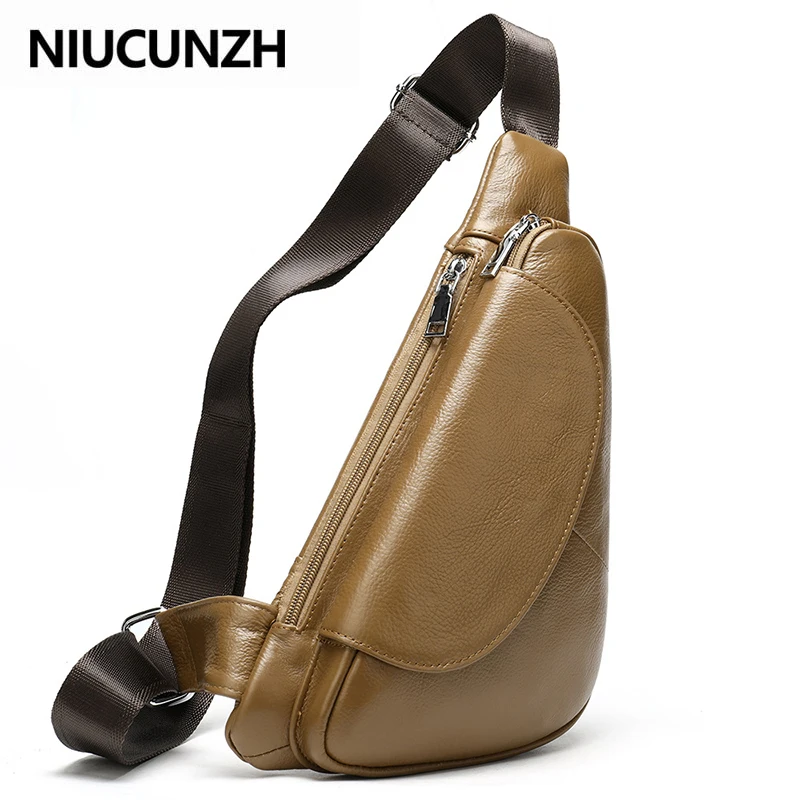 

NIUCUNZH Genuine Leather Men's Shoulder Bag Men's Messenger Bag Small Crossbody Bags For Men Chest Pack Leather Sling Bags Men