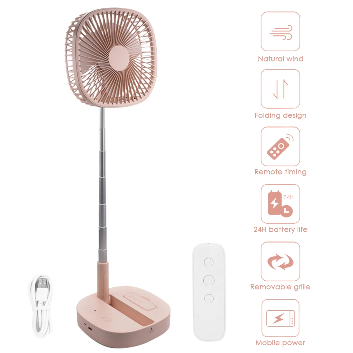 

Folding Desktop Fan USB Portable 4 Speed Wind Telescopic Fan Built-In 7200mAh Battery Cooling Fan For Summer Home Mini Fans